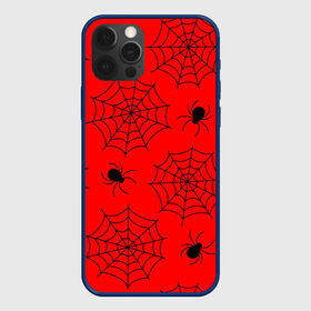 Чехол для iPhone 12 Pro с принтом Happy Halloween в Курске, силикон | область печати: задняя сторона чехла, без боковых панелей | белый | паук | паутина | узор | хэллоуин | черный