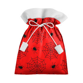 Подарочный 3D мешок с принтом Happy Halloween в Курске, 100% полиэстер | Размер: 29*39 см | Тематика изображения на принте: белый | паук | паутина | узор | хэллоуин | черный