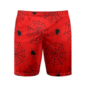 Мужские шорты 3D спортивные с принтом Happy Halloween в Курске,  |  | белый | паук | паутина | узор | хэллоуин | черный