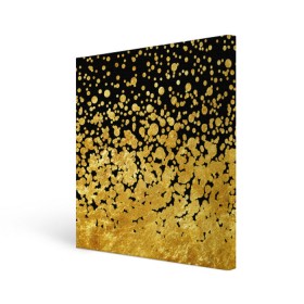 Холст квадратный с принтом Золотой в Курске, 100% ПВХ |  | блеск | блестки | желтый | круги | перетекание | россыпь | черный
