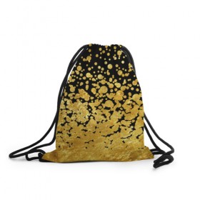 Рюкзак-мешок 3D с принтом Золотой в Курске, 100% полиэстер | плотность ткани — 200 г/м2, размер — 35 х 45 см; лямки — толстые шнурки, застежка на шнуровке, без карманов и подкладки | блеск | блестки | желтый | круги | перетекание | россыпь | черный