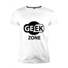 Мужская футболка премиум с принтом Geek zone в Курске, 92% хлопок, 8% лайкра | приталенный силуэт, круглый вырез ворота, длина до линии бедра, короткий рукав | Тематика изображения на принте: 8 bit | atari | dendy | gamer | geek | nintendo | pac man | retro gamer | sega | атари | денди | нинтендо | сега | скелет