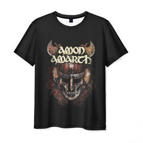 Мужская футболка 3D с принтом AMON AMARTH в Курске, 100% полиэфир | прямой крой, круглый вырез горловины, длина до линии бедер | роковая гора