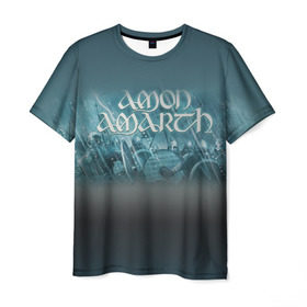 Мужская футболка 3D с принтом AMON AMARTH в Курске, 100% полиэфир | прямой крой, круглый вырез горловины, длина до линии бедер | роковая гора