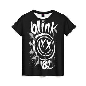 Женская футболка 3D с принтом Blink-182 в Курске, 100% полиэфир ( синтетическое хлопкоподобное полотно) | прямой крой, круглый вырез горловины, длина до линии бедер | blink | california | pop | punk | rock | группа | калифорния | панк | рок
