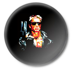 Значок с принтом Terminator Combat Sambo 3D в Курске,  металл | круглая форма, металлическая застежка в виде булавки | Тематика изображения на принте: терминатор