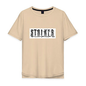 Мужская футболка хлопок Oversize с принтом Stalker в Курске, 100% хлопок | свободный крой, круглый ворот, “спинка” длиннее передней части | stalker | сталкер