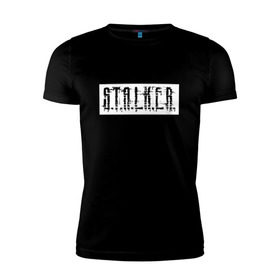Мужская футболка премиум с принтом Stalker в Курске, 92% хлопок, 8% лайкра | приталенный силуэт, круглый вырез ворота, длина до линии бедра, короткий рукав | stalker | сталкер