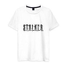 Мужская футболка хлопок с принтом Stalker в Курске, 100% хлопок | прямой крой, круглый вырез горловины, длина до линии бедер, слегка спущенное плечо. | Тематика изображения на принте: stalker | сталкер