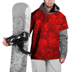 Накидка на куртку 3D с принтом Красные черепа в Курске, 100% полиэстер |  | камуфляж | кости | красный | милитари | паттерн | скелет | текстура | хеллоуин