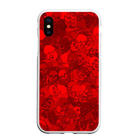 Чехол для iPhone XS Max матовый с принтом Красные черепа в Курске, Силикон | Область печати: задняя сторона чехла, без боковых панелей | камуфляж | кости | красный | милитари | паттерн | скелет | текстура | хеллоуин