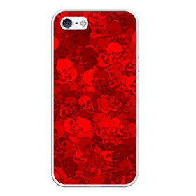 Чехол для iPhone 5/5S матовый с принтом Красные черепа в Курске, Силикон | Область печати: задняя сторона чехла, без боковых панелей | камуфляж | кости | красный | милитари | паттерн | скелет | текстура | хеллоуин