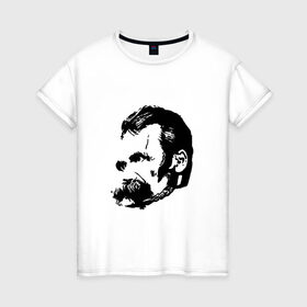Женская футболка хлопок с принтом Фридрих Ницше Безумие в Курске, 100% хлопок | прямой крой, круглый вырез горловины, длина до линии бедер, слегка спущенное плечо | фридрих ницше безумие friedrich nietzsche