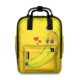 Женский рюкзак 3D с принтом Just Banana (Yellow) в Курске, 100% полиэстер | лямки с регулируемой длиной, сверху ручки, чтобы рюкзак нести как сумку. Основное отделение закрывается на молнию, как и внешний карман. Внутри два дополнительных кармана, один из которых закрывается на молнию. По бокам два дополнительных кармашка, куда поместится маленькая бутылочка
 | banana | банан | желтый | оранжевый | фрукты