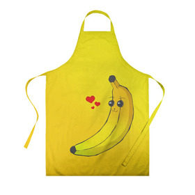 Фартук 3D с принтом Just Banana (Yellow) в Курске, 100% полиэстер | общий размер — 65 х 85 см, ширина нагрудника — 26 см, горловина — 53 см, длина завязок — 54 см, общий обхват в поясе — 173 см. Принт на завязках и на горловине наносится с двух сторон, на основной части фартука — только с внешней стороны | Тематика изображения на принте: banana | банан | желтый | оранжевый | фрукты