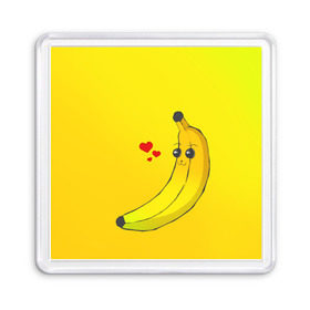 Магнит 55*55 с принтом Just Banana (Yellow) в Курске, Пластик | Размер: 65*65 мм; Размер печати: 55*55 мм | banana | банан | желтый | оранжевый | фрукты