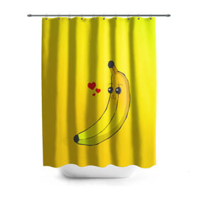 Штора 3D для ванной с принтом Just Banana (Yellow) в Курске, 100% полиэстер | плотность материала — 100 г/м2. Стандартный размер — 146 см х 180 см. По верхнему краю — пластиковые люверсы для креплений. В комплекте 10 пластиковых колец | banana | банан | желтый | оранжевый | фрукты