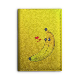 Обложка для автодокументов с принтом Just Banana (Yellow) в Курске, натуральная кожа |  размер 19,9*13 см; внутри 4 больших “конверта” для документов и один маленький отдел — туда идеально встанут права | banana | банан | желтый | оранжевый | фрукты
