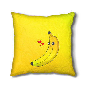 Подушка 3D с принтом Just Banana (Yellow) в Курске, наволочка – 100% полиэстер, наполнитель – холлофайбер (легкий наполнитель, не вызывает аллергию). | состоит из подушки и наволочки. Наволочка на молнии, легко снимается для стирки | Тематика изображения на принте: banana | банан | желтый | оранжевый | фрукты
