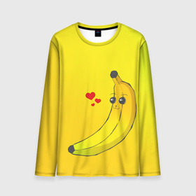 Мужской лонгслив 3D с принтом Just Banana (Yellow) в Курске, 100% полиэстер | длинные рукава, круглый вырез горловины, полуприлегающий силуэт | banana | банан | желтый | оранжевый | фрукты