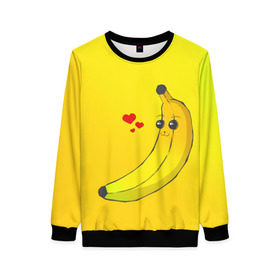 Женский свитшот 3D с принтом Just Banana (Yellow) в Курске, 100% полиэстер с мягким внутренним слоем | круглый вырез горловины, мягкая резинка на манжетах и поясе, свободная посадка по фигуре | banana | банан | желтый | оранжевый | фрукты