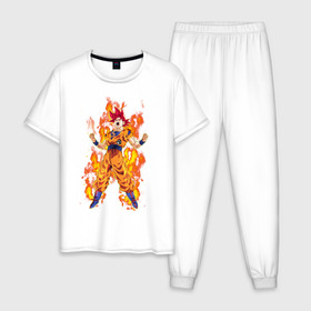 Мужская пижама хлопок с принтом Dragon Ball в Курске, 100% хлопок | брюки и футболка прямого кроя, без карманов, на брюках мягкая резинка на поясе и по низу штанин
 | Тематика изображения на принте: anime | dragon ball | goku | драгон болл