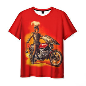 Мужская футболка 3D с принтом Всадник в Курске, 100% полиэфир | прямой крой, круглый вырез горловины, длина до линии бедер | bike | harley | honda | kawasaki | moto | suzuki | yamaha | байкер | всадник | мотоцикл | рыцарь