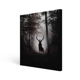 Холст квадратный с принтом Лес / Олень в тумане в Курске, 100% ПВХ |  | Тематика изображения на принте: абстракция | арт | глаза | девушка | деревья | животное | животные | лес | листья | лучшие | ночь | олень | пейзаж | природа | туман | хеллоуин