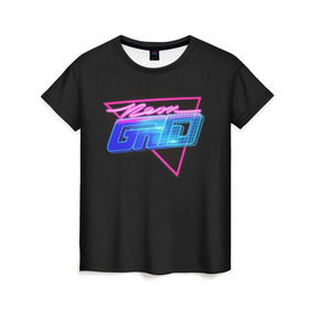 Женская футболка 3D с принтом Neon Grid в Курске, 100% полиэфир ( синтетическое хлопкоподобное полотно) | прямой крой, круглый вырез горловины, длина до линии бедер | 80 е | 80s | 90 е | 90s | gta | miami | music | retro | retro wave | style | vhs | vice city | вайс сити | восьмидесятые | гта | девяностые | майами | синти
