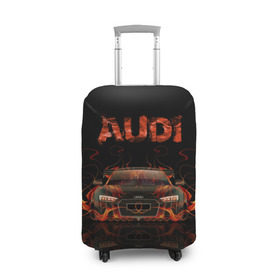 Чехол для чемодана 3D с принтом AUDI в огоне в Курске, 86% полиэфир, 14% спандекс | двустороннее нанесение принта, прорези для ручек и колес | авто | ауди | машина | огонь | пламя