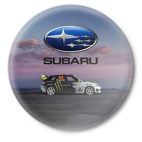 Значок с принтом SUBARU в Курске,  металл | круглая форма, металлическая застежка в виде булавки | Тематика изображения на принте: subaru | субару