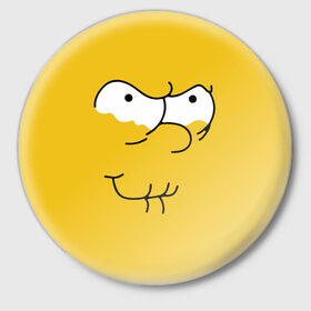 Значок с принтом Simpsons Lemon Face в Курске,  металл | круглая форма, металлическая застежка в виде булавки | лимонное | лицо | симпсоны