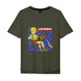 Мужская футболка хлопок Oversize с принтом The Offspring - americana в Курске, 100% хлопок | свободный крой, круглый ворот, “спинка” длиннее передней части | the offspring | качели | офспринг | оффспринг | рок | таракан | щупальце