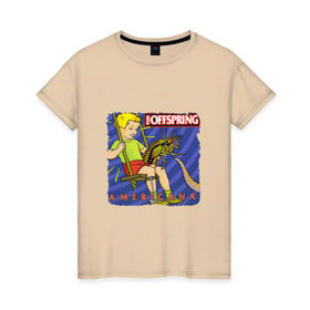 Женская футболка хлопок с принтом The Offspring - americana в Курске, 100% хлопок | прямой крой, круглый вырез горловины, длина до линии бедер, слегка спущенное плечо | the offspring | качели | офспринг | оффспринг | рок | таракан | щупальце