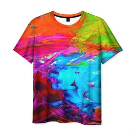 Мужская футболка 3D с принтом Tie-dye в Курске, 100% полиэфир | прямой крой, круглый вырез горловины, длина до линии бедер | abstraction | color | spray | tie dye | абстракция | акварель | живопись | искусство | краски | текстуры | цветные краски | яркие цвета