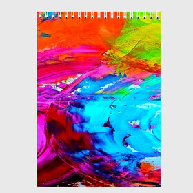 Скетчбук с принтом Tie-dye в Курске, 100% бумага
 | 48 листов, плотность листов — 100 г/м2, плотность картонной обложки — 250 г/м2. Листы скреплены сверху удобной пружинной спиралью | abstraction | color | spray | tie dye | абстракция | акварель | живопись | искусство | краски | текстуры | цветные краски | яркие цвета