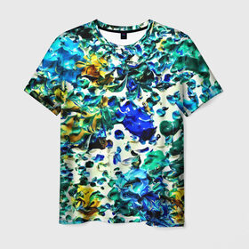 Мужская футболка 3D с принтом Акварельные капли в Курске, 100% полиэфир | прямой крой, круглый вырез горловины, длина до линии бедер | abstraction | color | spray | tie dye | абстракция | акварель | живопись | искусство | краски | текстуры | цветные краски | яркие цвета