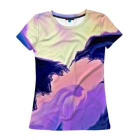Женская футболка 3D с принтом Абстрактный мир в Курске, 100% полиэфир ( синтетическое хлопкоподобное полотно) | прямой крой, круглый вырез горловины, длина до линии бедер | abstraction | color | spray | tie dye | абстракция | акварель | живопись | искусство | краски | текстуры | цветные краски | яркие цвета