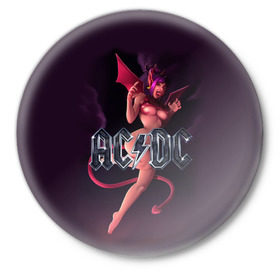 Значок с принтом AC/DC в Курске,  металл | круглая форма, металлическая застежка в виде булавки | ac dc | angus | hard | heavy | metal | rock. music | девушка | демон | дьявол | черт | чертик