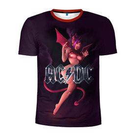 Мужская футболка 3D спортивная с принтом AC/DC в Курске, 100% полиэстер с улучшенными характеристиками | приталенный силуэт, круглая горловина, широкие плечи, сужается к линии бедра | ac dc | angus | hard | heavy | metal | rock. music | девушка | демон | дьявол | черт | чертик