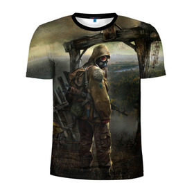 Мужская футболка 3D спортивная с принтом Stalker в Курске, 100% полиэстер с улучшенными характеристиками | приталенный силуэт, круглая горловина, широкие плечи, сужается к линии бедра | stalker | сталкер