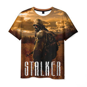 Мужская футболка 3D с принтом Stalker в Курске, 100% полиэфир | прямой крой, круглый вырез горловины, длина до линии бедер | Тематика изображения на принте: stalker | сталкер