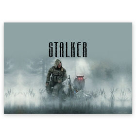 Поздравительная открытка с принтом Stalker в Курске, 100% бумага | плотность бумаги 280 г/м2, матовая, на обратной стороне линовка и место для марки
 | Тематика изображения на принте: stalker | сталкер