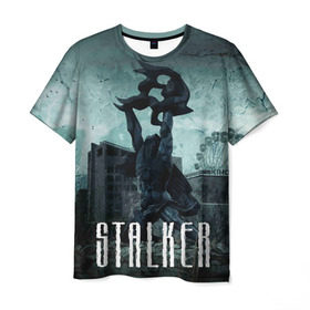 Мужская футболка 3D с принтом Stalker в Курске, 100% полиэфир | прямой крой, круглый вырез горловины, длина до линии бедер | Тематика изображения на принте: stalker | сталкер
