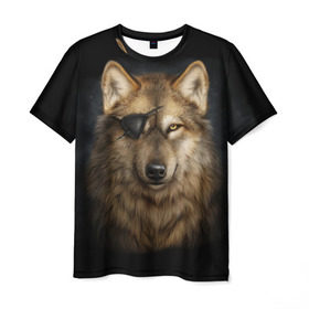 Мужская футболка 3D с принтом Морской волк в Курске, 100% полиэфир | прямой крой, круглый вырез горловины, длина до линии бедер | волк | глаз | животное | зверь | корабль | моряк | пират | собака | флот | хищник