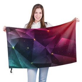 Флаг 3D с принтом Colorful triangles в Курске, 100% полиэстер | плотность ткани — 95 г/м2, размер — 67 х 109 см. Принт наносится с одной стороны | Тематика изображения на принте: polygonal | абстракция | текстура