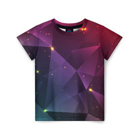 Детская футболка 3D с принтом Colorful triangles в Курске, 100% гипоаллергенный полиэфир | прямой крой, круглый вырез горловины, длина до линии бедер, чуть спущенное плечо, ткань немного тянется | polygonal | абстракция | текстура