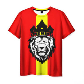 Мужская футболка 3D с принтом One King в Курске, 100% полиэфир | прямой крой, круглый вырез горловины, длина до линии бедер | Тематика изображения на принте: king | leo | зверь | король | кошка | лев | природа | хищник | царь