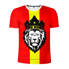 Мужская футболка 3D спортивная с принтом One King в Курске, 100% полиэстер с улучшенными характеристиками | приталенный силуэт, круглая горловина, широкие плечи, сужается к линии бедра | king | leo | зверь | король | кошка | лев | природа | хищник | царь