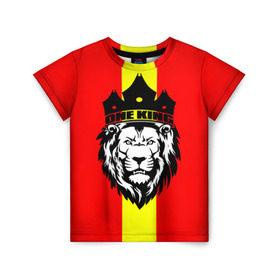 Детская футболка 3D с принтом One King в Курске, 100% гипоаллергенный полиэфир | прямой крой, круглый вырез горловины, длина до линии бедер, чуть спущенное плечо, ткань немного тянется | king | leo | зверь | король | кошка | лев | природа | хищник | царь